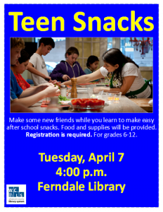 teen snacks class at ferndale library