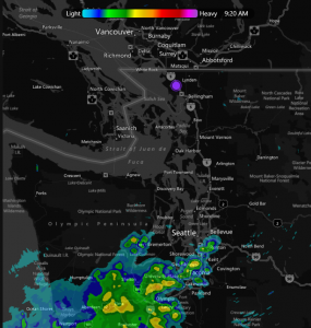 thunderstorms from the south