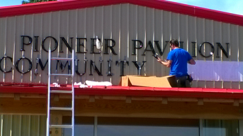 updating the pioneer pavilion community center signage 2015-06-15