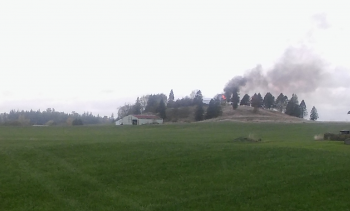 Aldrich Road structure fire - looking nw from Smith Road