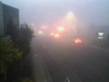 Heavy fog on Main Street in Ferndale (October 14, 2015). Photo: Whatcom News