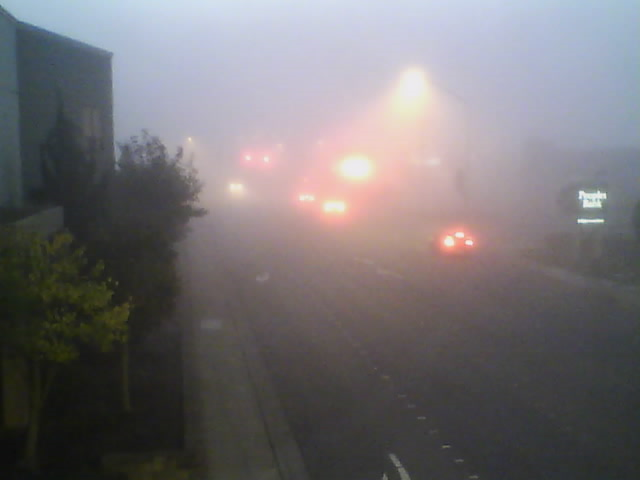 Heavy fog on Main Street in Ferndale (October 14, 2015). Photo: Whatcom News