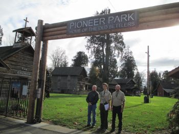 new sign for pioneer park with mayor gary jenson - scout brian stricklett - scout leader mike toner 2015-10-26