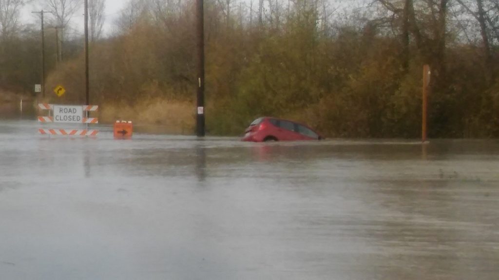 vehicle abandoned in floodwater at Marine Drive & Ferndale Road 2015-11-18