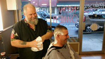Yondersea Barber opening 2015-12-5 Kevin Bell and Jeff Savage