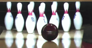 bowling ball striking the pins