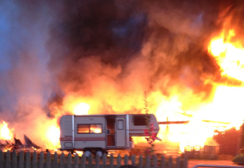 Storage building burns on NW drive. Photo Dana Harkins