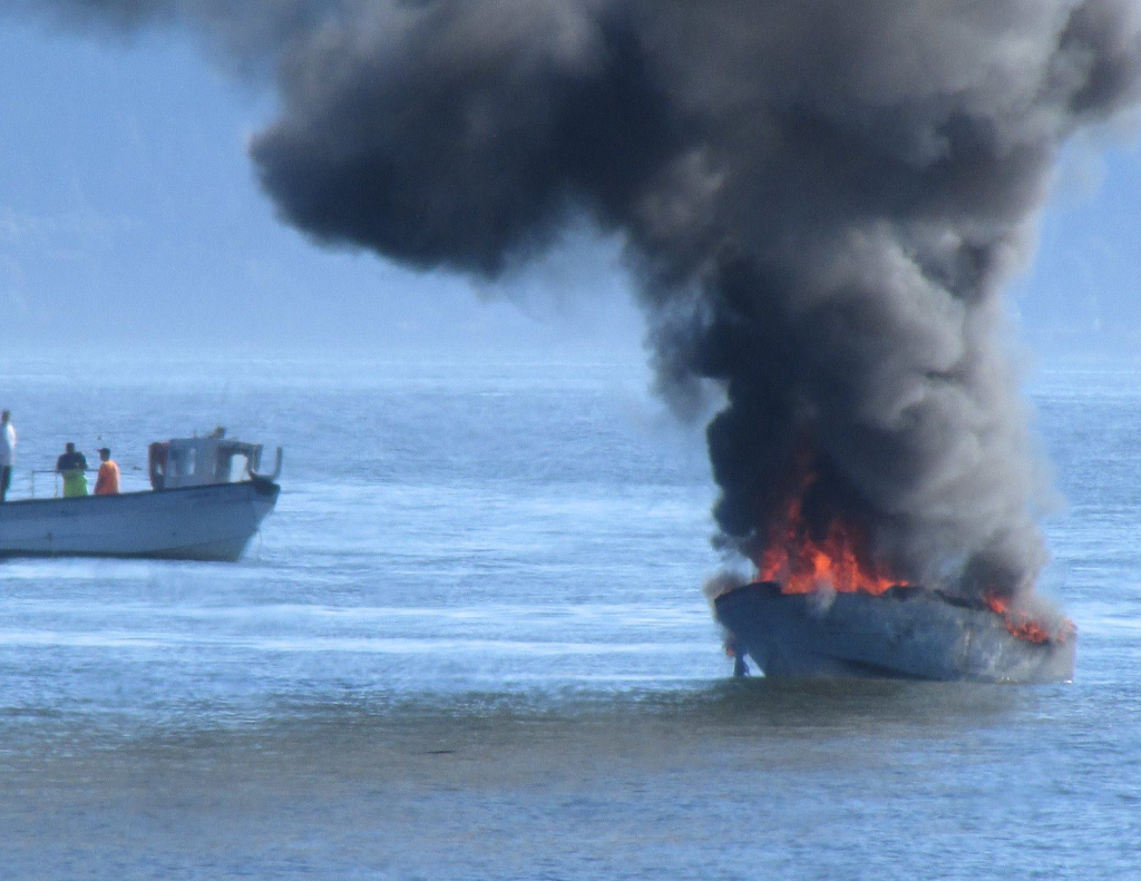 fishing vessel fire off west beach 2 - photo dinah mcabee