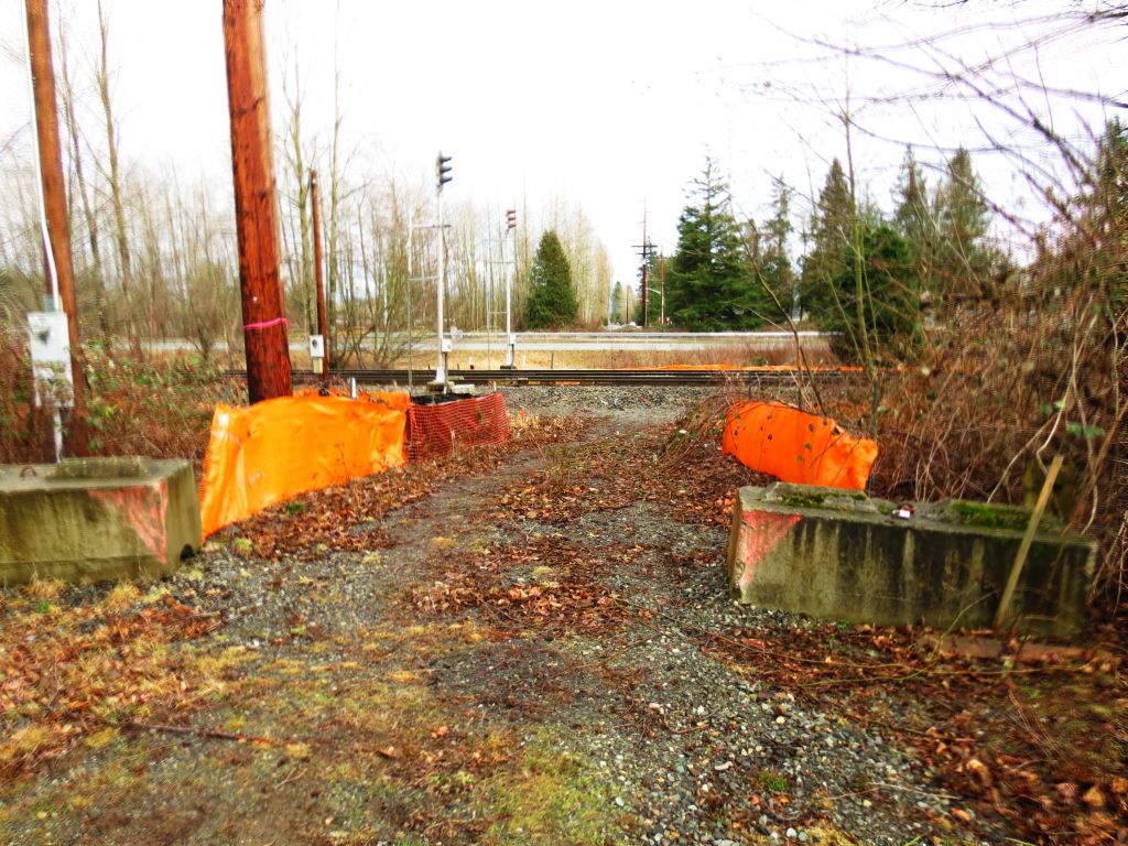 The location of the car vs. train incident at the east end Aldergrove Road (January 18, 2017). Photo: Discover Ferndale