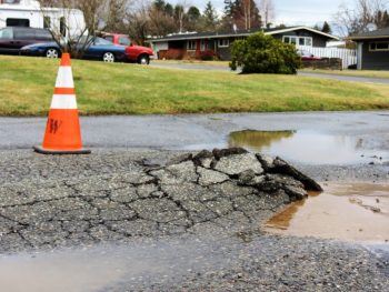 road surface damage on Ferndale Terrace by Seamount Drive