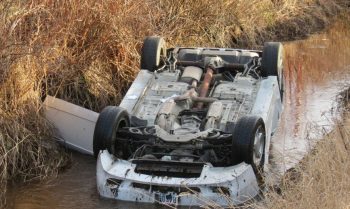 Car upside down in ditch on Arnie Road by Bruce Road 2017-01-07