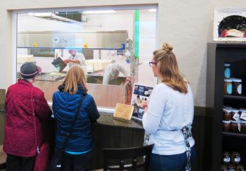 visitors watch the cheesemaking process at Twin Sisters Creamery 2017-01