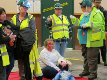 CERT 89 final exercise - team members record victim information in the triage area