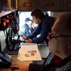 Ferndale Auxiliary Communications Service volunteers Bob Wilson and Wendy Lawrence provide communications support to Operation Green Hornet- Photo courtesy of Cathy Watson