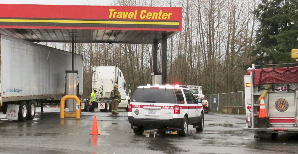trailer collides with gas pump bollard 2