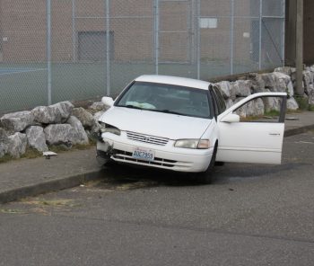 car crashed into rock wall at FHS 2017-06-14 1700 2