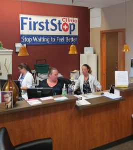 front counter staff at first stop clinic in Ferndale Haggen building 2017-06-05