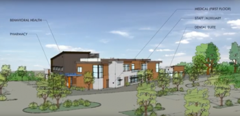 Architectural rendering of the planned Unity Care NW new health center.