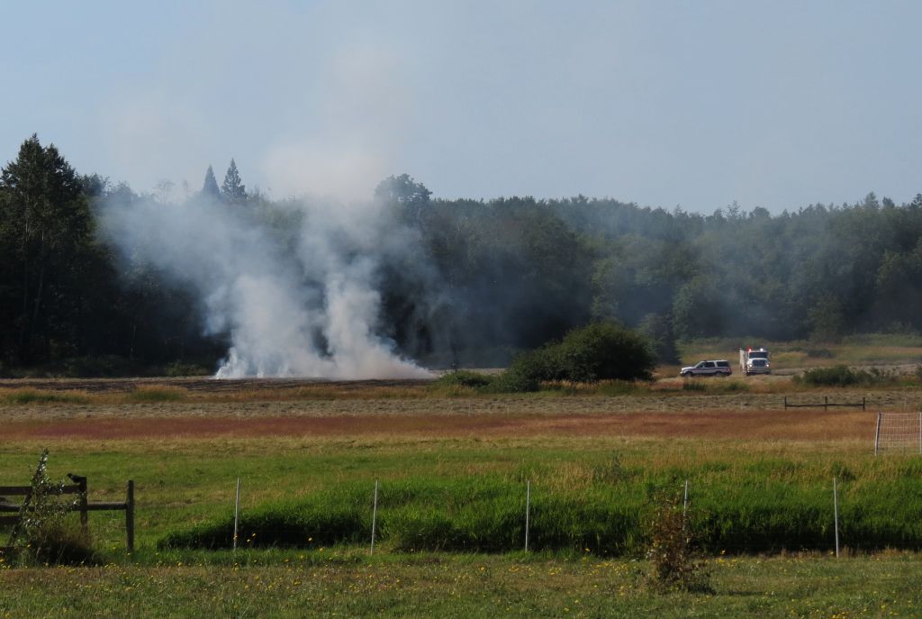 Firefighters return to knock down an outside fire between Bay and Grandview Roads, east of Blaine Road 2017-07-15
