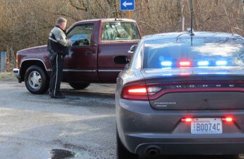 WCSO deputy makes contact with a driver. Photo: Whatcom News