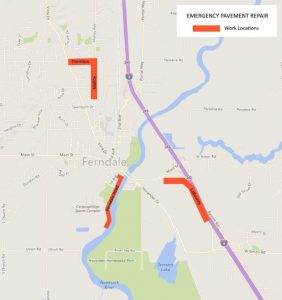 emergency pothole repair work locations - COF graphic