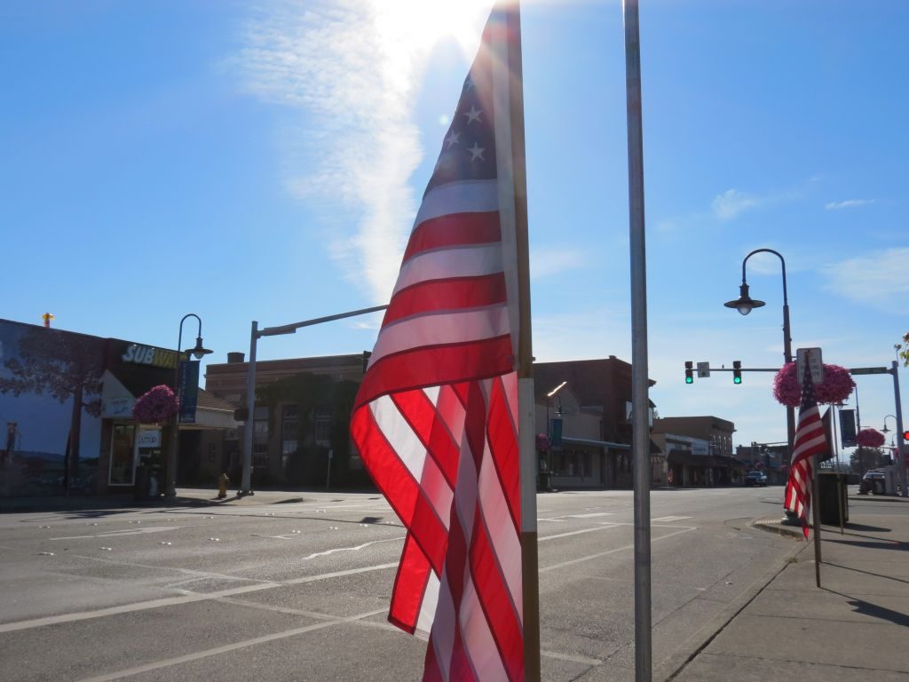 Ferndale Kiwanis line Main Street with ~150 American flags to mark Independence Day and other federally observed holidays (July 4, 2017). Photo: My Ferndale News