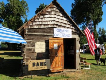 van buren cabin reopened as 1st bank of ferndale during old settlers 2017