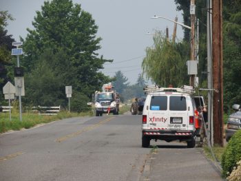 utility crews arrive to assess the situation