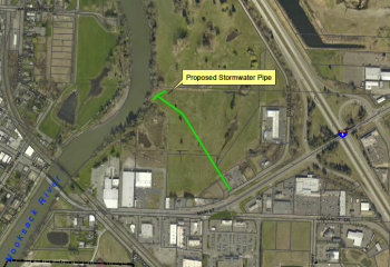 proposed path of stormwater pipe graphic from cof