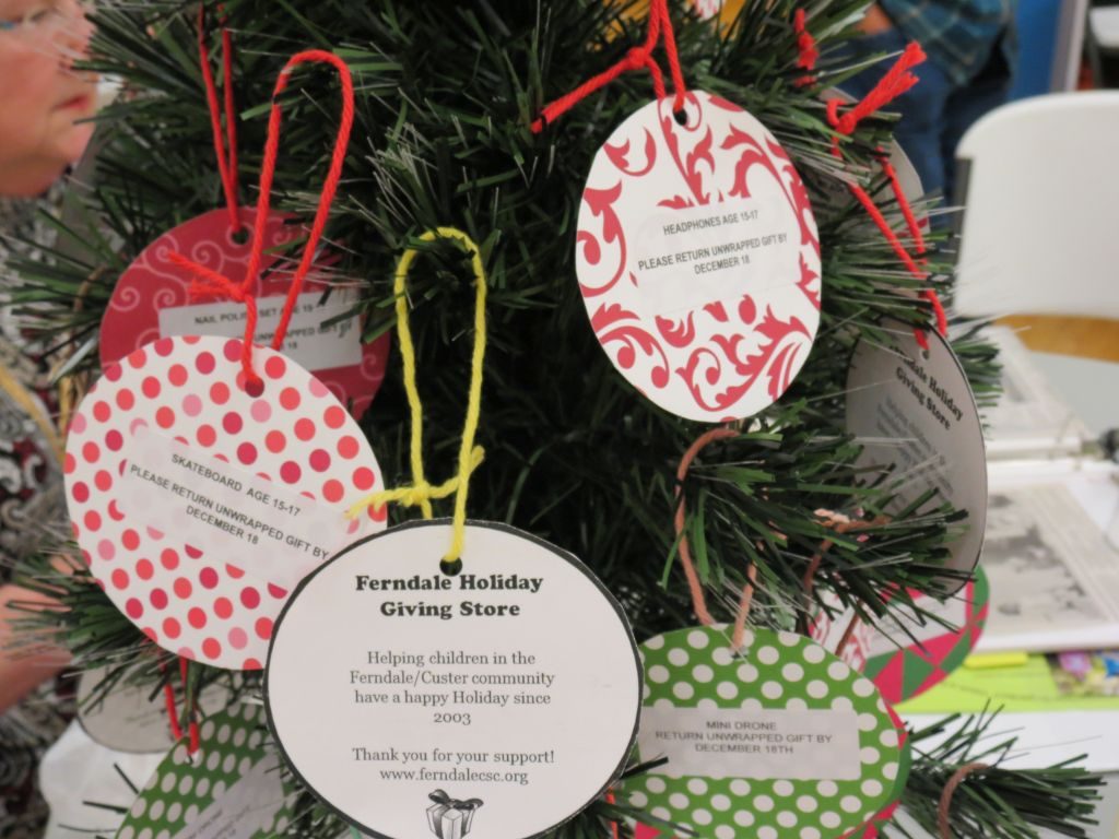 Ferndale Community Service Cooperative Holiday Giving Store tree (2017). Photo: Whatcom News
