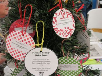 Ferndale Community Service Cooperative Holiday Giving Store tree (2017). Photo: Whatcom News