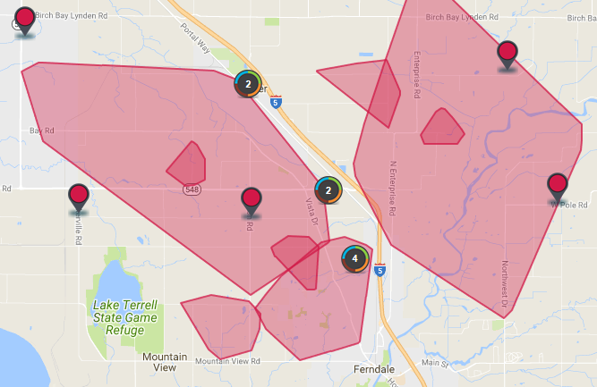 power outages in northern ferndale during freezing rain event 2017-12-29 1700