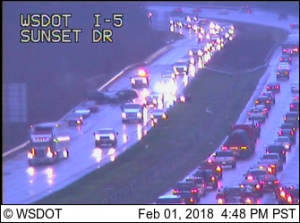5-vehicle crash sb i-5 between meridian and sunset interchanges 2018-02-01 1648