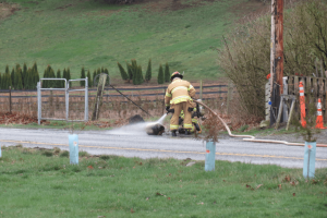 WCFD7 firefighters control a portable propane tank fire on W Axton Road east of Northwest Drive 3 2018-02-07