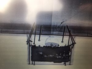X-ray image of imprevised explosive device found during search of Cagey Road residence (April 3, 2018). Source: Whatcom County Sheriff’s Office