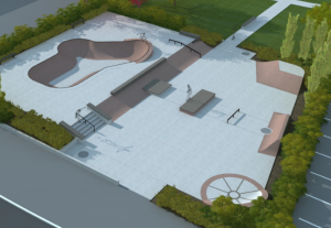Designer rendering of Yelm WA skatepark October 2015