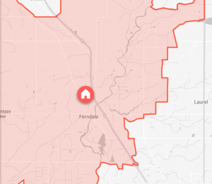 partial map of Comcast residential service outage 2018-05-29 1330
