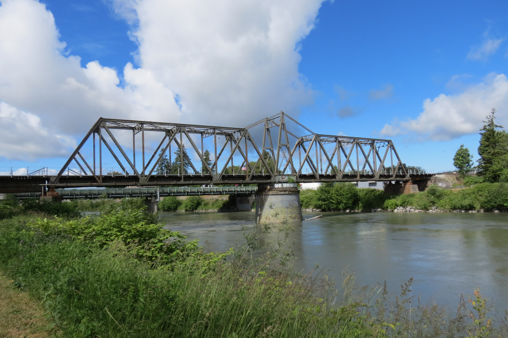 Nooksack River as viewed from the east bank north of Main Street (June 4, 2018). Photo: Whatcom News