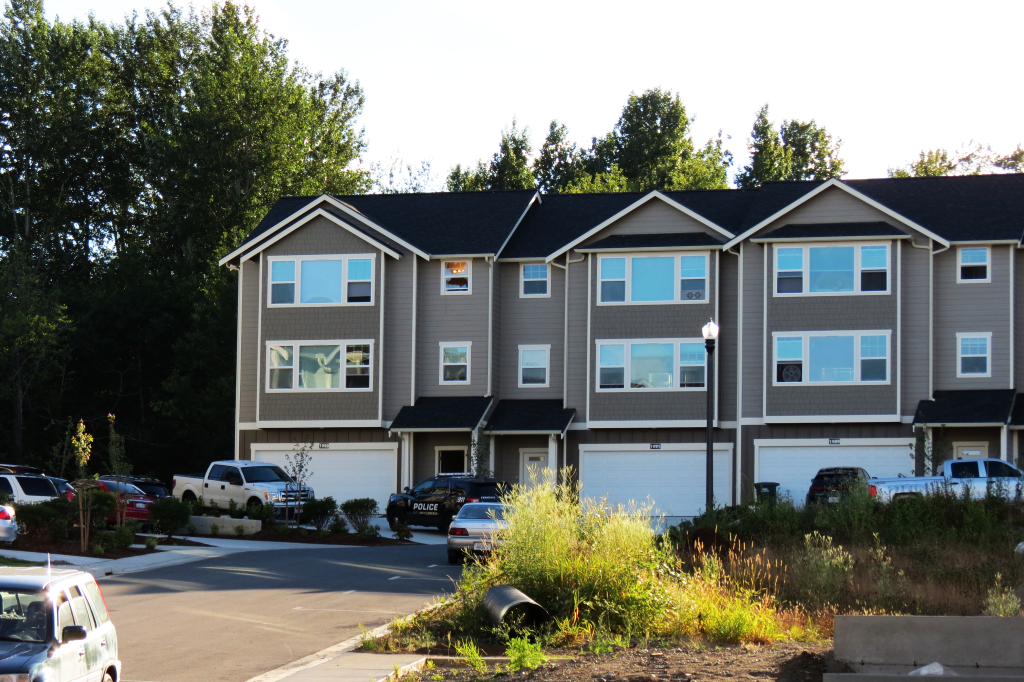 a fpd vehicle and broken windows is all that remain after a large le presence in the calico loop neighborhood 2018-07-08