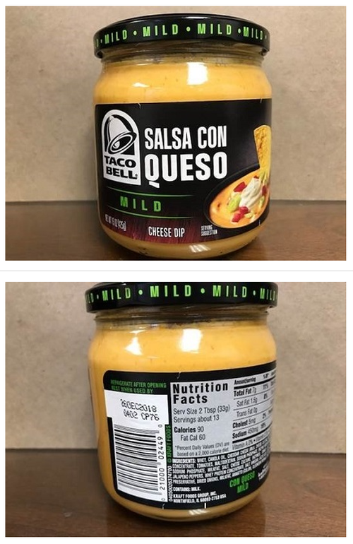 taco bell salsa con queso recalled product 2018-07-25