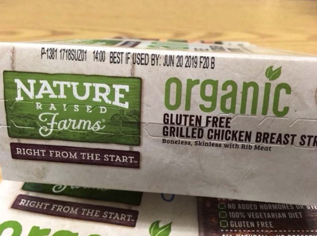 NATURE RAISED Farms organic GLUTEN FREE GRILLED CHICKEN BREAST STRIPS packaging
