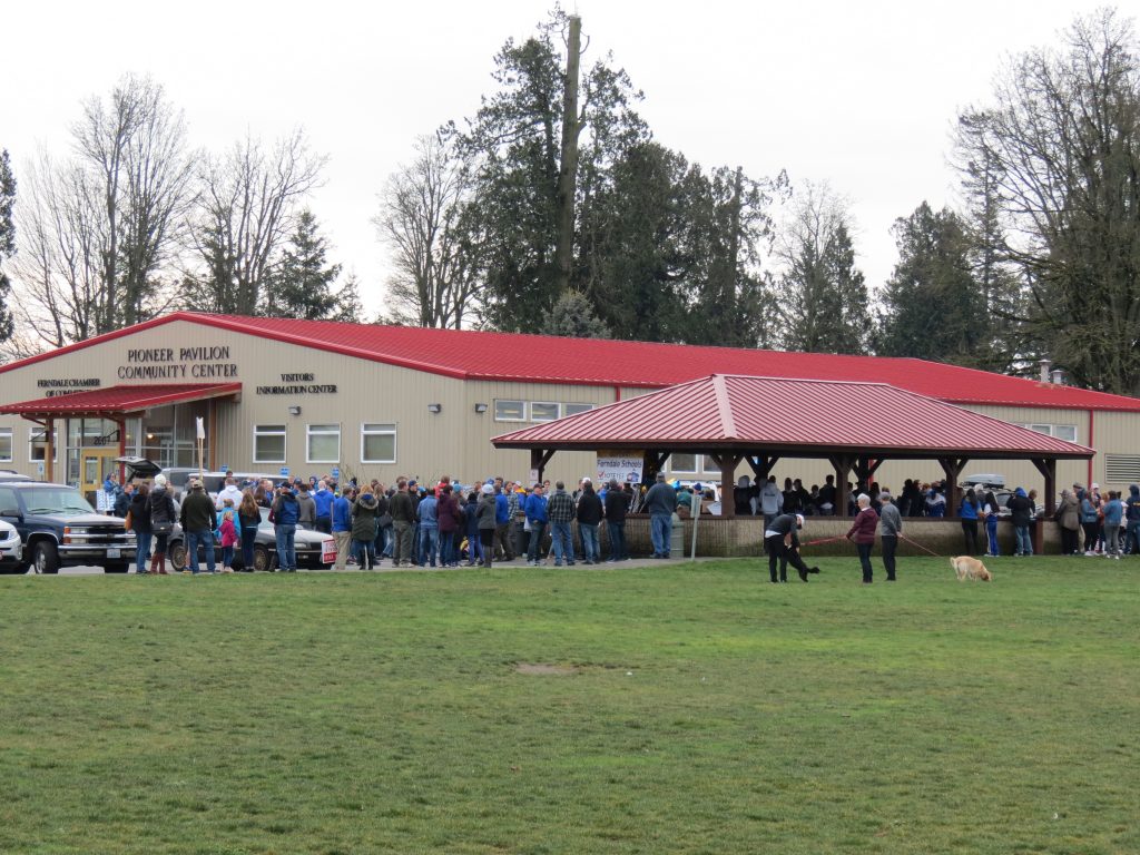 Supporters gather at a school bond proposal support rally at Pioneer Park (January 26, 2019). Photo: Whatcom News