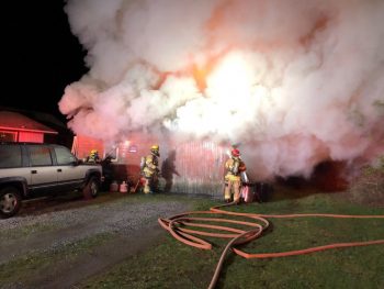Scene of a garage fire on Portal Way (January 12, 2019). Photo courtesy of WCFD7