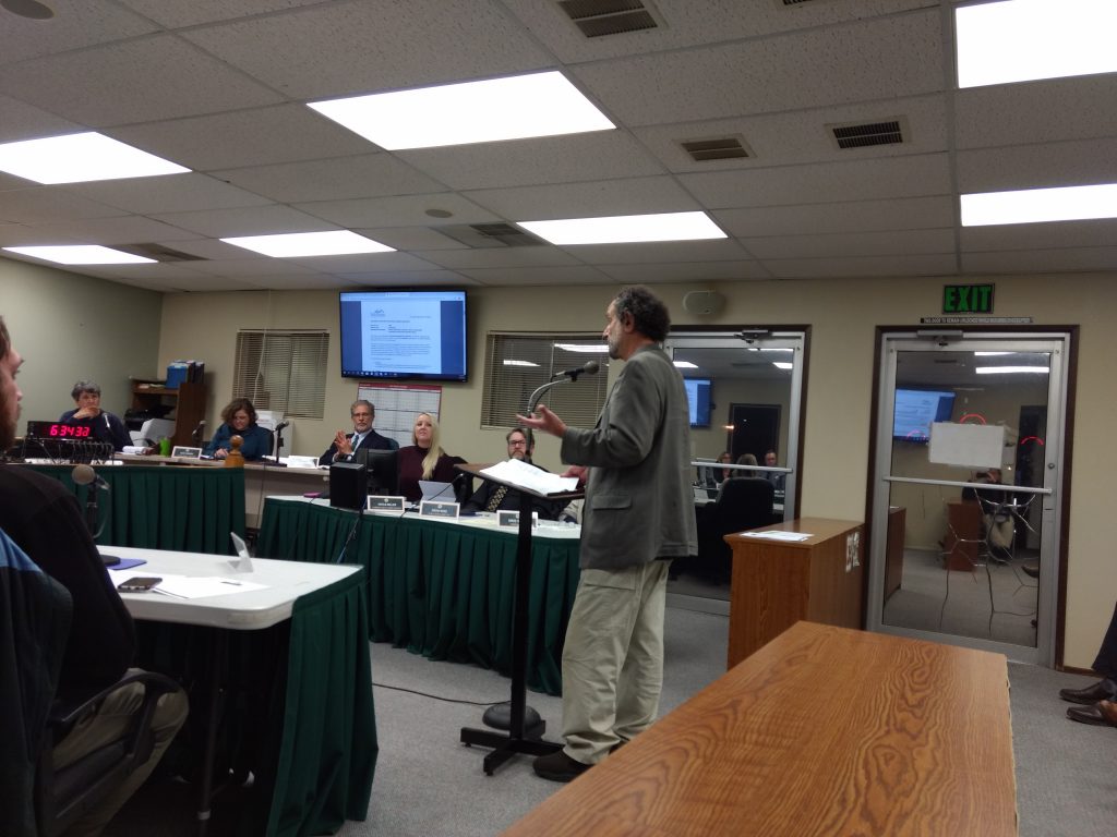 Dr. Nick Zaferatos speaks at a Ferndale City Council meeting about a partnership between WWU and the City (January 22, 2019). Photo: My Ferndale News
