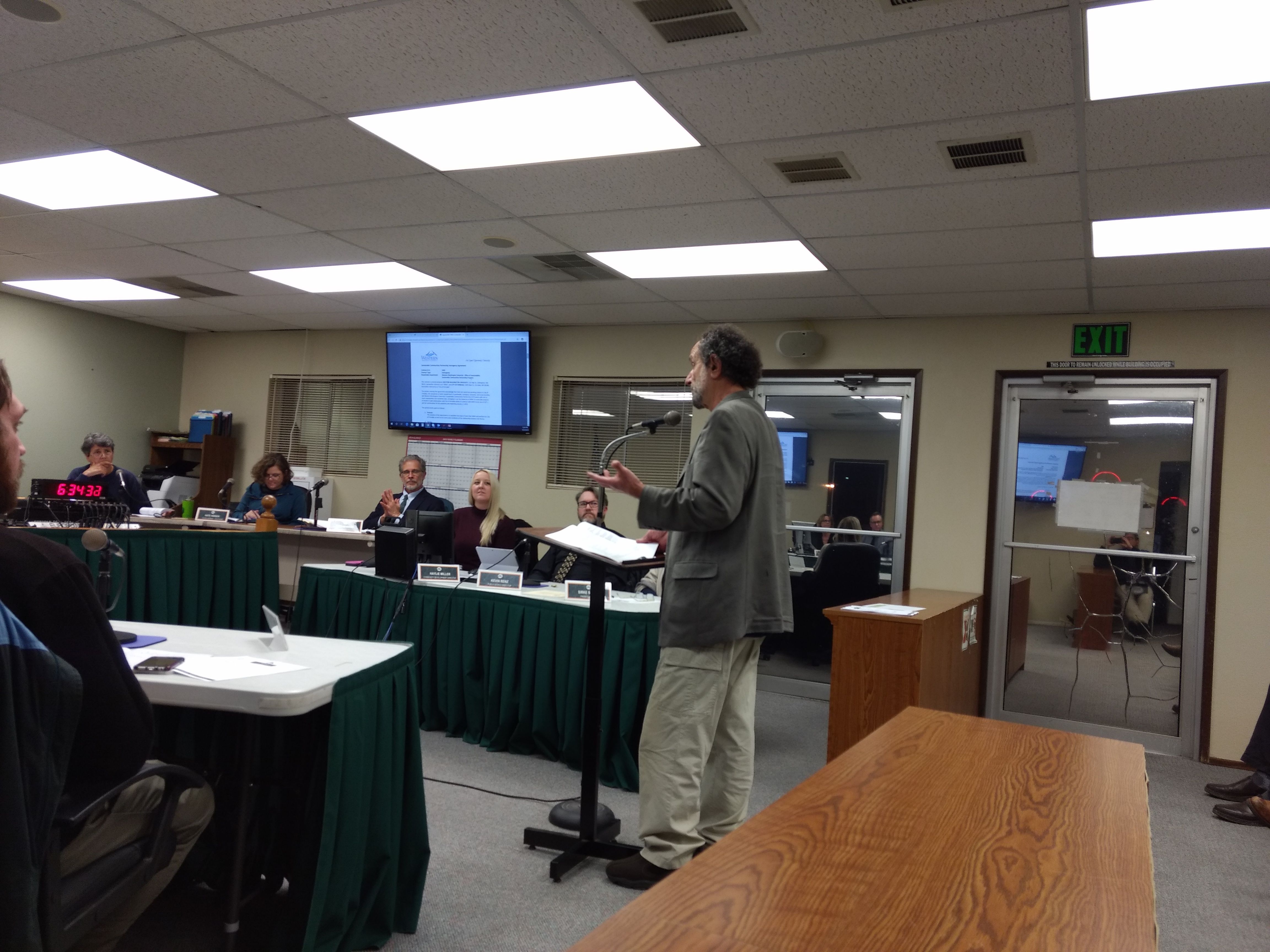 Dr. Nick Zaferatos speaks at a Ferndale City Council meeting about a partnership between WWU and the City (January 22, 2019). Photo: My Ferndale News