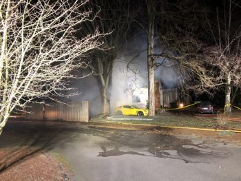 Scene of house fire on Cedar Street (February 9, 2019). Photo courtesy of Whatcom County Fire District 7