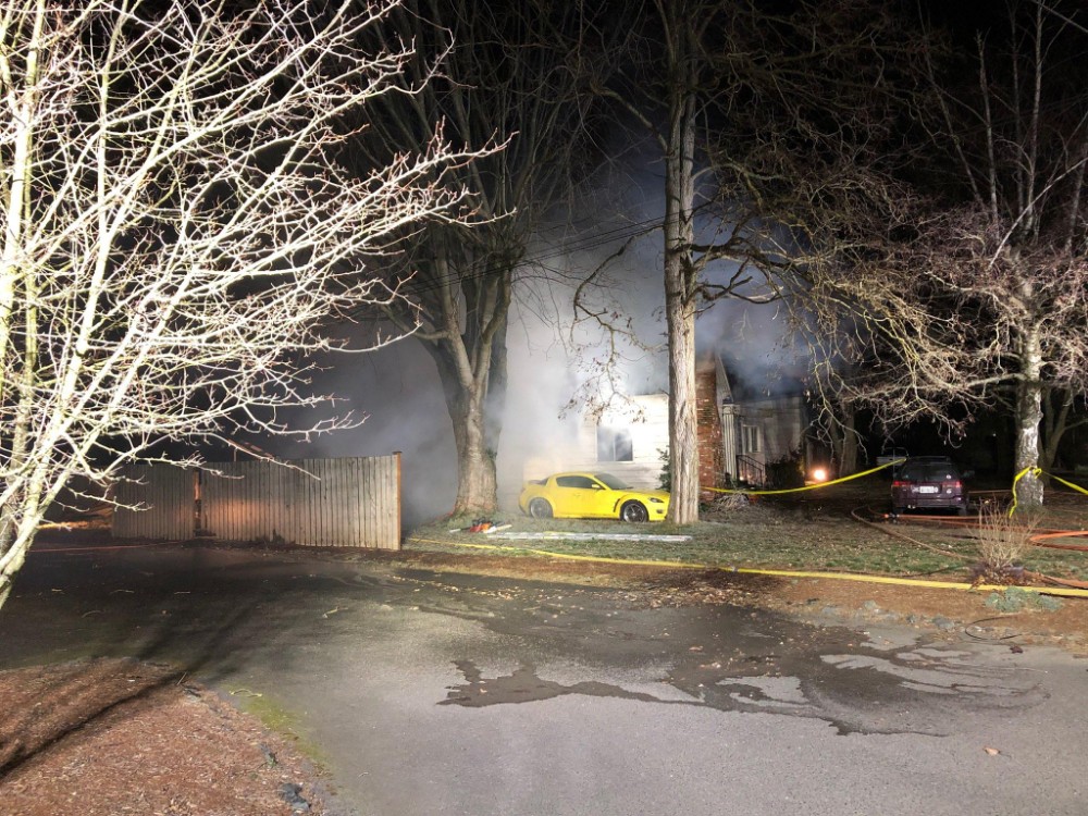 Scene of house fire on Cedar Street (February 9, 2019). Photo courtesy of Whatcom County Fire District 7