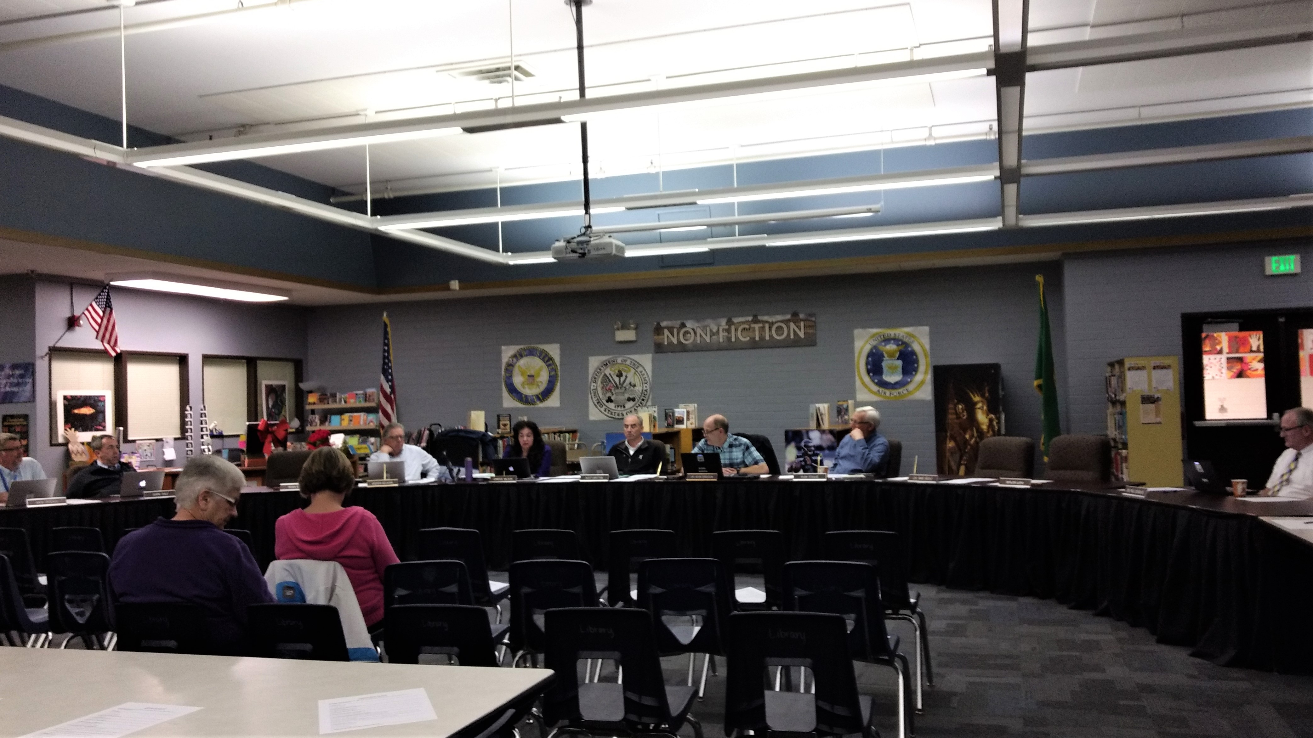 Board members and guests at a regular meeting of the Ferndale School Board (March 26, 2019). Photo: My Ferndale News