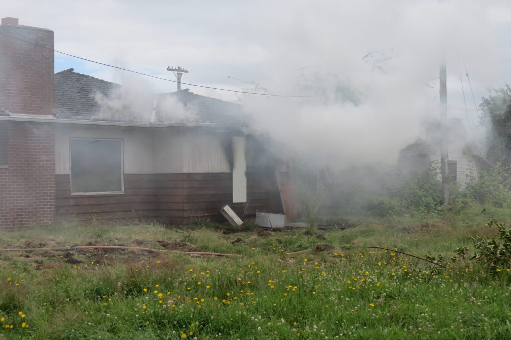 Scene of a live fire exercise at a house in the 1500 block of Main Street (June 22, 2018). Photo: My Ferndale News