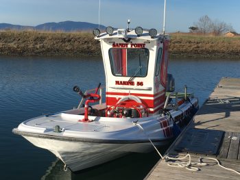 Whatcom County Fire District 17 Marine 56 unit docked at Sandy Point Marina. Photo courtesy of WCFD17.